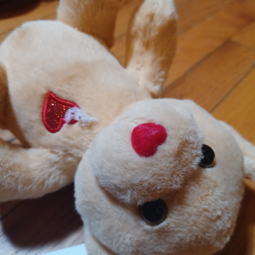 Cute Tan Teddy Bear with Red Heart Patch